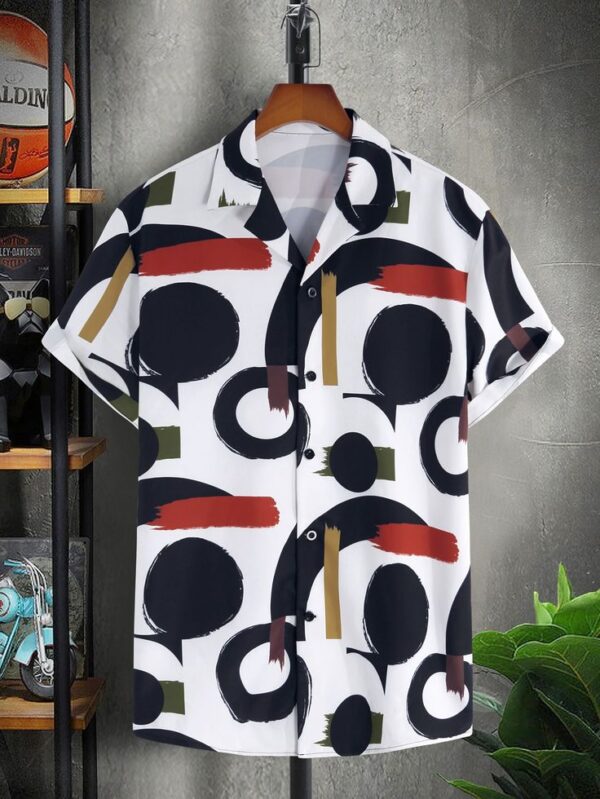 Men 1pc Random Brush Print Shirt